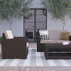 Flash Furniture 4 Piece Outdoor Faux Rattan Chair, Loveseat and Table Set in Chocolate Brown - 3 of 4