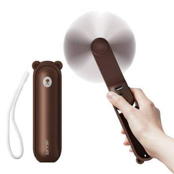 JISULIFE Small Handheld 3 in 1 Hand Fan and Portable USB Rechargeable Battery Operated Fan Brown