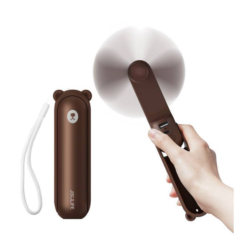 JISULIFE Small Handheld 3 in 1 Hand Fan and Portable USB Rechargeable Battery Operated Fan Brown, 1 of 7