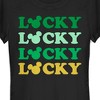 Juniors Womens Mickey & Friends Lucky Stack T-Shirt - 2 of 4