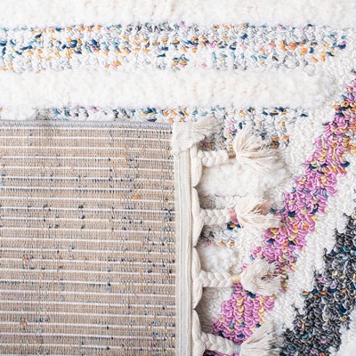 Ivory and Grey Geometric Fringe Shag Area Rug 8' x 10'