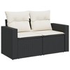 vidaXL 9 Piece Patio Sofa Set with Cushions - Black and Cream With Table - 4 of 4