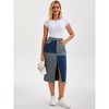 INSPIRE CHIC Women's Denim Color Block Patchwork Raw Hem Split with Pockets Midi Skirts - 3 of 4