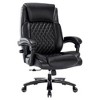 NicBex Leather Adjustable Height Swivel Executive Office Chair with 30-Degree Back Tilt and Lumbar Support for Work Study,Black - 2 of 4