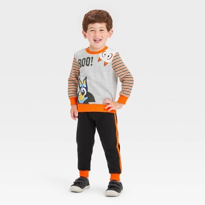 Image of Toddler Boys' Bluey Halloween Fleece Top and Bottom Set - Gray 18M