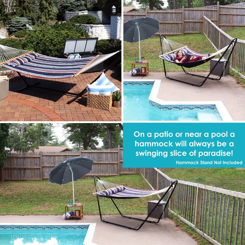 Sunnydaze Two-Person Quilted Fabric Hammock with Spreader Bars - 450 lb Weight Capacity, 6 of 24