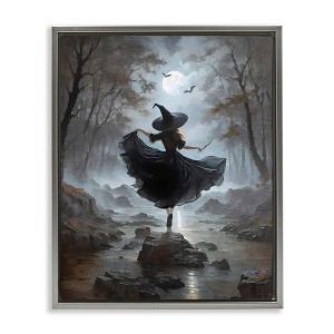 Stupell Industries Witch in Moonlit Forest Floating Frame Canvas Art - 1 of 4