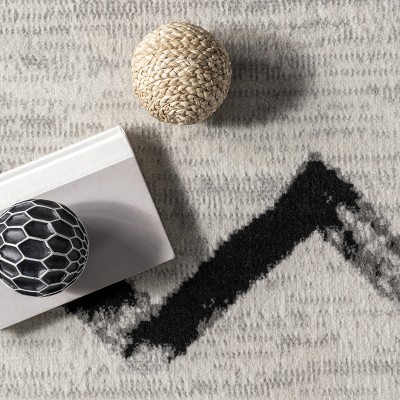 Reversible Chevrons Synthetic Area Rug, 4' x 6', Gray