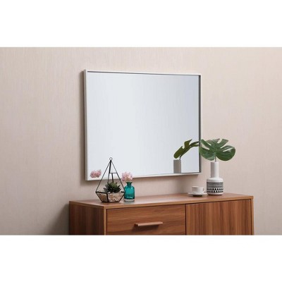 Contemporary Blue Wood Rectangular Wall Mirror 24x32 Inch
