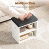 SEVOBAL Small Shoe Bench Entrywaywith Cushion Shoe Benches with Storage Seating Seat Entryway Shoe Rack Entryway Show Racks, White, 15.35"*11.4"*16" - 2 of 4