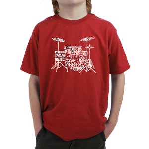 LA Pop Art Boy's Word Art T-shirt - Drums - 1 of 4