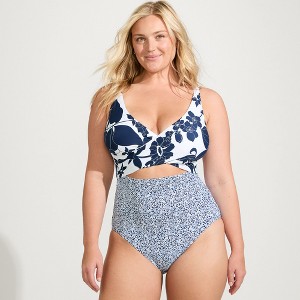 Lands' End Women's Wrap Monokini High Leg One Piece Swimsuit - 1 of 4