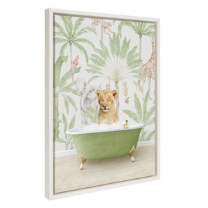 Kate & Laurel All Things Decor 18"x24" Sylvie Lion Cub in Wild Safari Bath Wall Art by Amy Peterson Art Studio White: Nursery Decor - 1 of 4