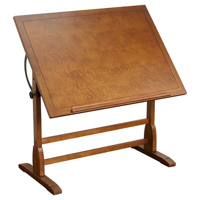 42" Canvas & Color Retro Wood Table Rustic Oak - Studio Designs: Adjustable, for Drawing, Sewing & Crafts