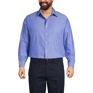 Lands' End Men's Solid No Iron Supima Pinpoint Straight Collar Dress Shirt - 1 of 4