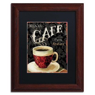 Vintage Coffee Cup Graphic Art on Canvas with Wood Frame