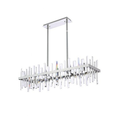 Serena Chrome and Crystal 24-Light Rectangular Chandelier