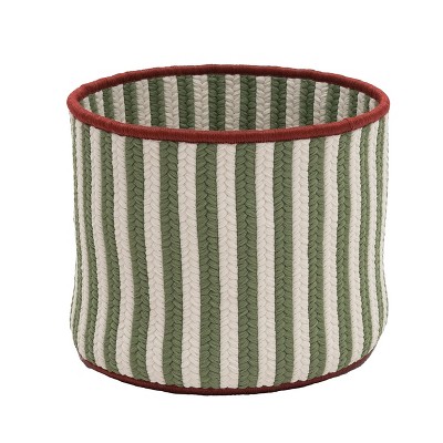 Colonial Mills Comet Stripe Christmas Basket - Green Multi 14"x14"x12" 100% Polypropylene  Round