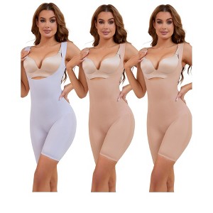 INSPIRE CHIC 3 Pcs Women's Butt Lifter Thigh Slimmers Tummy Control Bust Back Support Body Shapers - 1 of 4