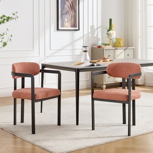KTMBDW Metal Dining Chairs Set of 2, Modern Fabric Upholstered Kitchen Side Chairs, Farmhouse Dining Room Chair - 1 of 4