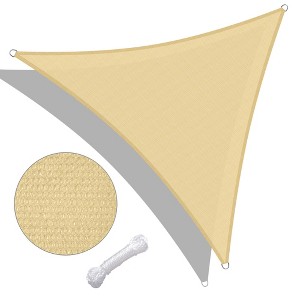 Yescom 11 Ft 97% UV Block Triangle Sun Shade Sail Canopy Outdoor Patio Pool Lawn Deck Beige - 1 of 4