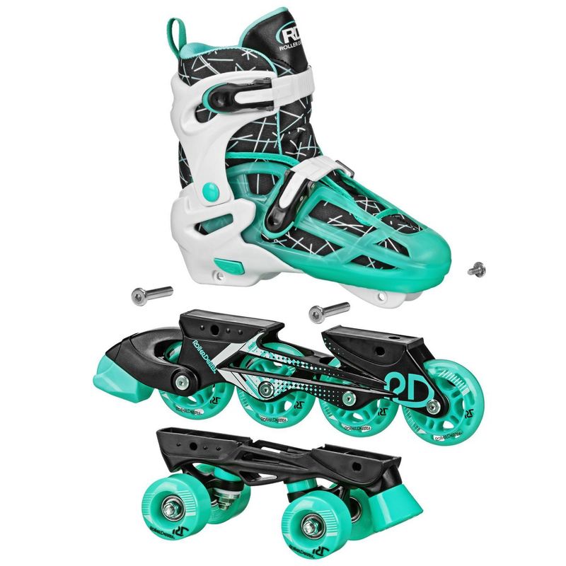 Roller Derby Mint Prodigy Kids' Adjustable Inline-Quad Combo Skates - White/Mint Green, 5 of 6