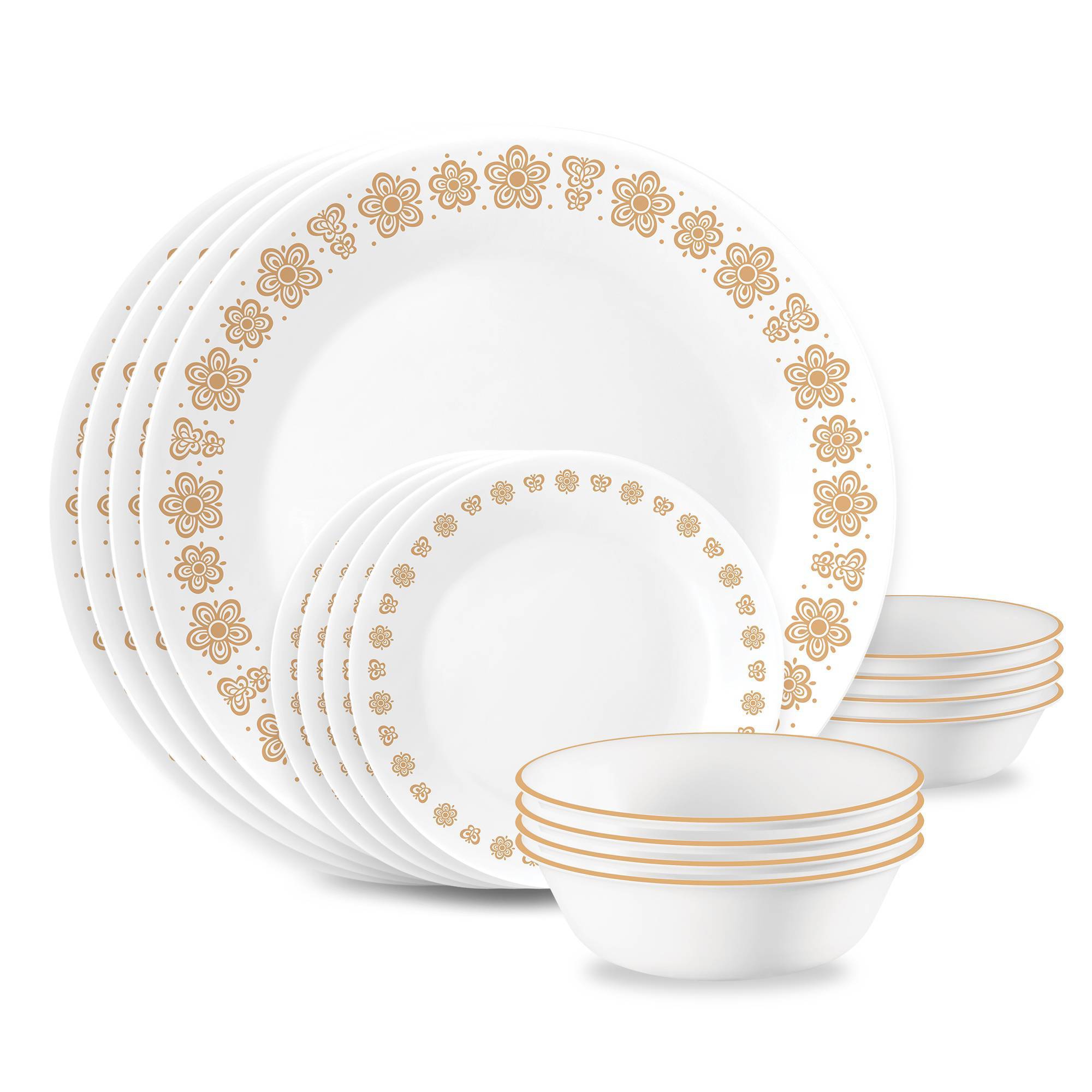 Corelle 16pc Butterfly Gold Dinnerware Set