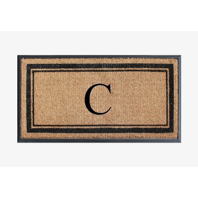 A1HC Natural Rubber Coir Outdoor Doormat 24x48 Monogrammed Anti-Shed Treated Durable Front Door Mat