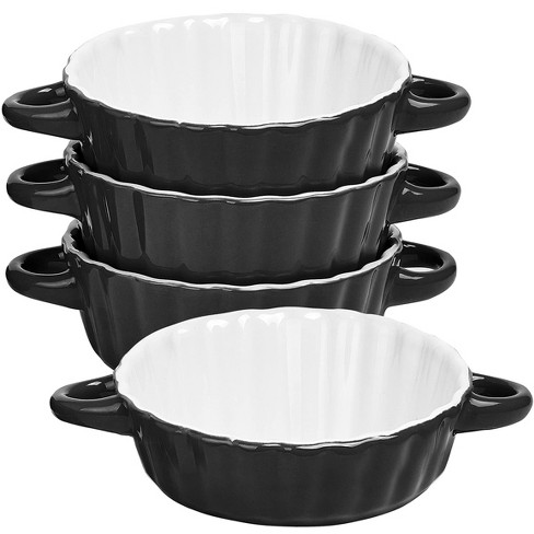 26 Oz Blue French Onion Soup Bowls With Handles, Set Of 4