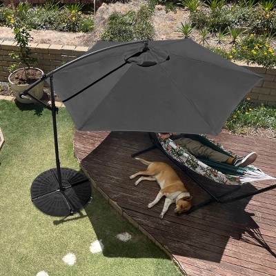 10-Foot Gray Aluminum Cantilever Patio Umbrella with Crank Lift