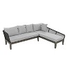 Carrie 2-piece Rope Waved Patio Sectional Sofa, Acacia Wood Frame Outdoor Sofa for 5-Person, Outdoor Furniture - Maison Boucle - 2 of 4