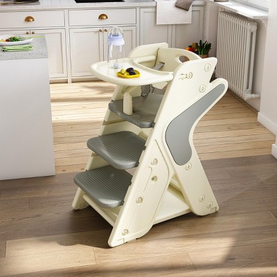 INFURNIC Ladders Multi functional Growing Up Dining Chair with Adjustable Height for Home Use, gray, 16.54"*25.2"*31.5"