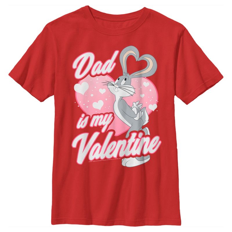 Boy's Looney Tunes Valentine's Day Bugs Bunny Dad is my Valentine T-Shirt, 1 of 5