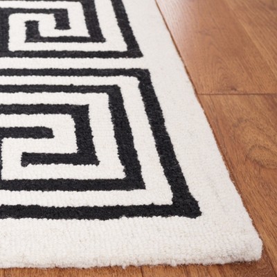 Ivory and Black Hand-Tufted Wool Area Rug