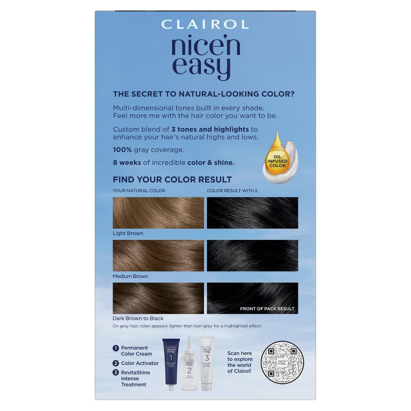 Clairol Nice'n Easy Permanent Hair Color Cream Kit - Black, 2 of 10