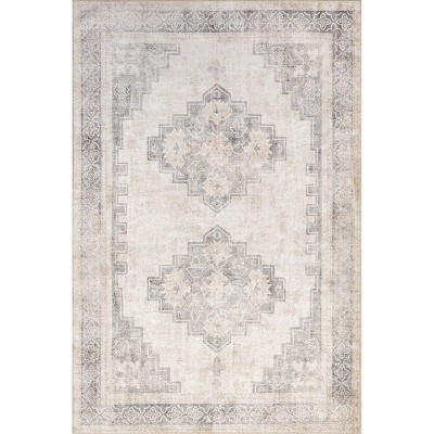 Nuloom Hadlee Medallion 8x10 Machine Washable Indoor Area Rug for Living Room Bedroom Dining Room Kitchen, Beige