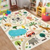 Kids Rug Colorful Animal Non-Slip Carpet for Classroom Bedroom Playroom, Indoor Road Car Educational Area Rug - 2 of 4