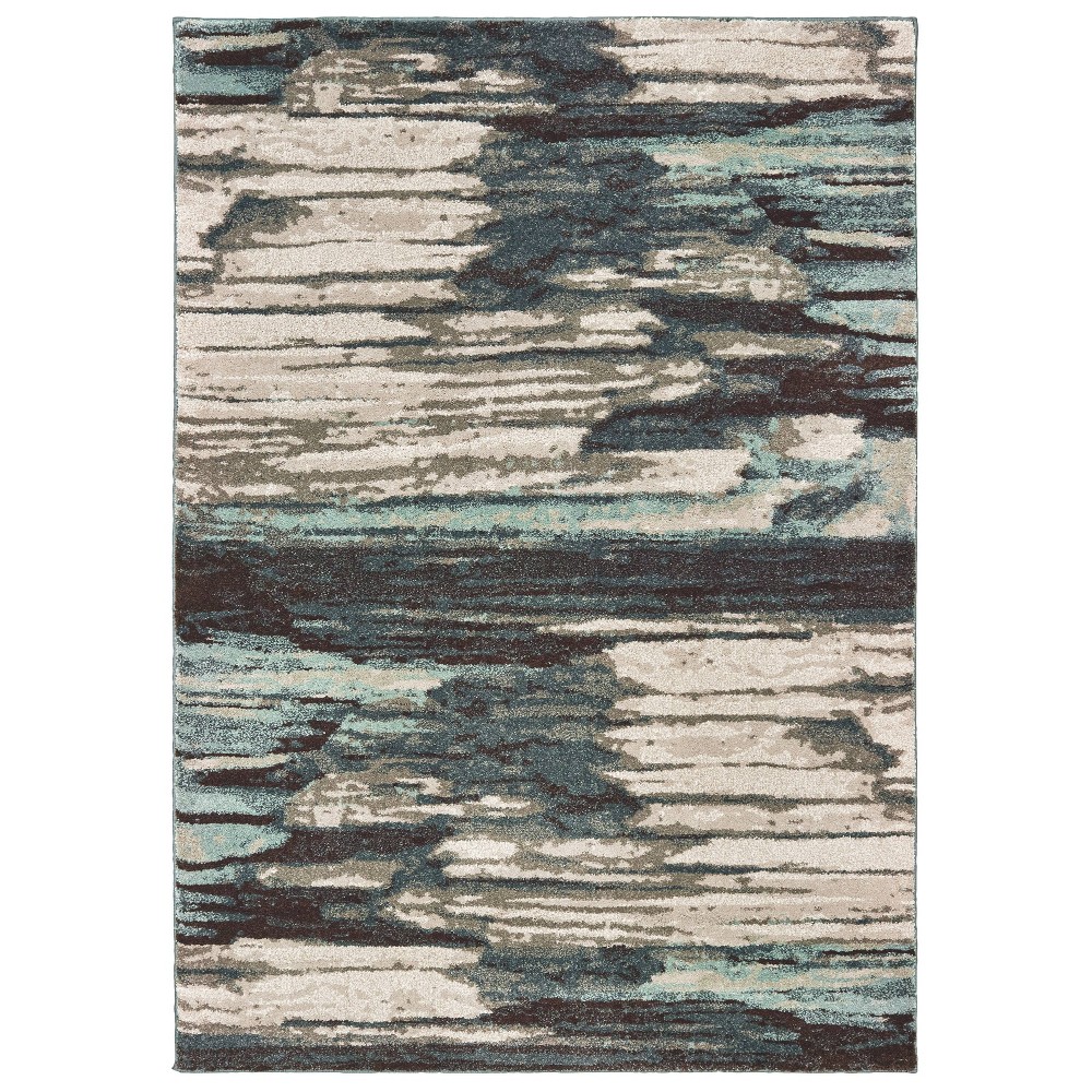 9'10inx12'10in Camryn Jade Layers Rug Blue/Ivory - Captiv8e Designs
