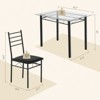 SUGIFT 5 Pieces Dining Set 4 Person Home Kitchen Glass Top Table and Chairs, Black - 2 of 4