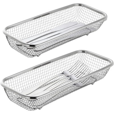 LunaLulinlk Utensil Drying Rack, 2 Pack Stainless Steel Utensils Holder Silverware Basket, Compact Dish Drainer for Kitchen Counter