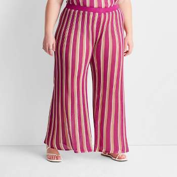 Women's Striped Wide Leg Sweater Pants - Future Collective™ with Jenny K. Lopez Pink