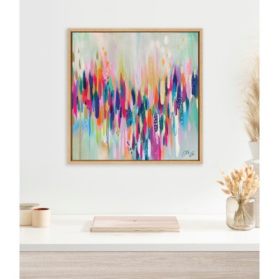 Bright Gold 22"x22" Abstract Canvas Wall Art with Frame