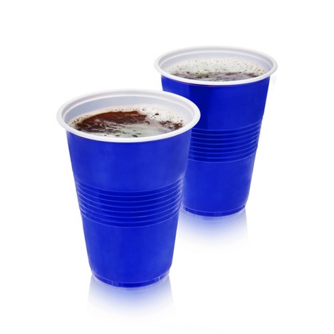 True Blue Party Cups, Disposable Cups, Drink Cups for Cocktails and Beer,  16 Ounce Capacity, Plastic, Blue, Set of 50