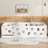 CAVINAS Twin/Full Size White Bed Frame with Heightened Guardrails,Solid Wood Floor Bed for Kids Room,Bedroom - 3 of 4
