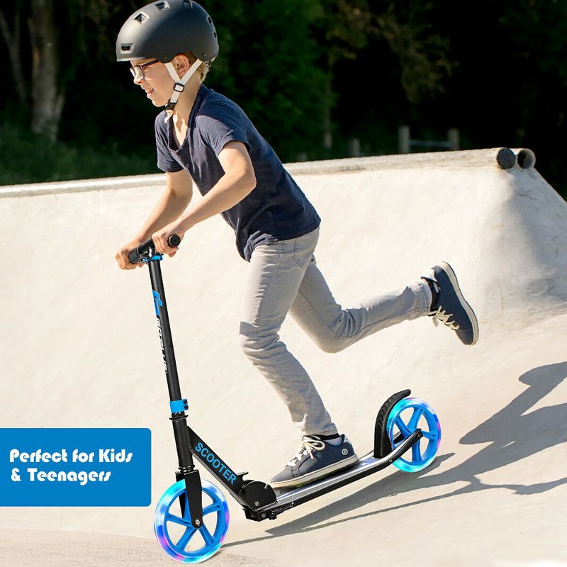 Costway Folding Sports Kick Scooter w/LED Wheels for Kids Teens Pink\ Blue, 3 of 11