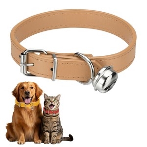 Unique Bargains Dog Collar with Bell Adjustable Buckle PU Leather Dog Collars - 1 of 4