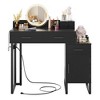 Besiost Reversible Vanity Desk with Wooden Drawers and Charging Station - 2 of 4