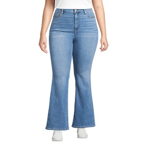 Lands' End Women's Denim High Rise Skinny Flare Jeans - 1 of 3