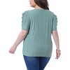 Agnes Orinda Women's Plus Size Eyelet Embroidery Crew Neck Puff Sleeve Loose Casual Summer Blouses - 4 of 4