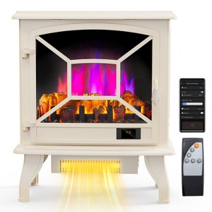 ROVSUN 23''H Electric Fireplace with Smart App & Remote Control, 6 Flame Colors & 5 Brightness, Stove Heater with Overheat & Tip-Over Protection-White - 1 of 4